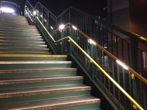Lighting under hand rails has been installed at Radyr train station