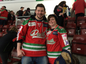 HAPPY DEVILS: Alex Sherer, 31, and Kate Read, 29, both from Brynna.