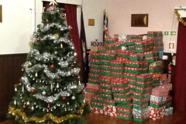 Last year's boxes at the church