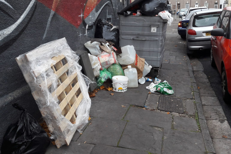 An image of rubbish on a Roath street