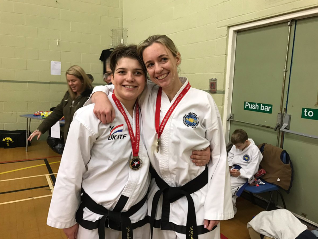 Women’s Black Belt pattern medal winners, Helen (Gold) and Phoebe (Silver)
