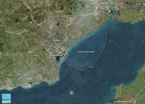 A map showing the extent of the proposed Cardiff Tidal Lagoon