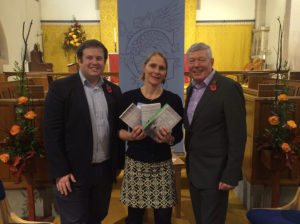 Alan Johnson with Stephen Doughty MP and Mel Griffin, the proprietor of Griffin Books, at the event.
