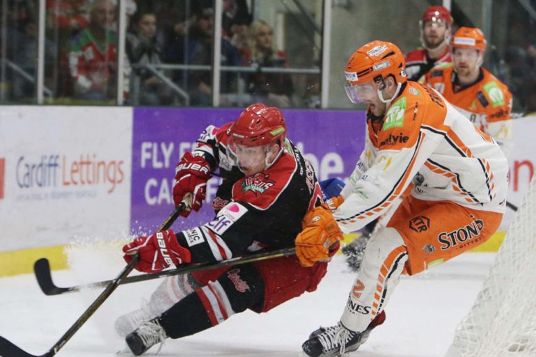 Cardiff Devils against Sheffield Steelers last Sunday.