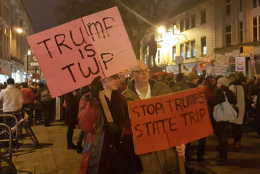 People of Cardiff protesting Trump's state visit