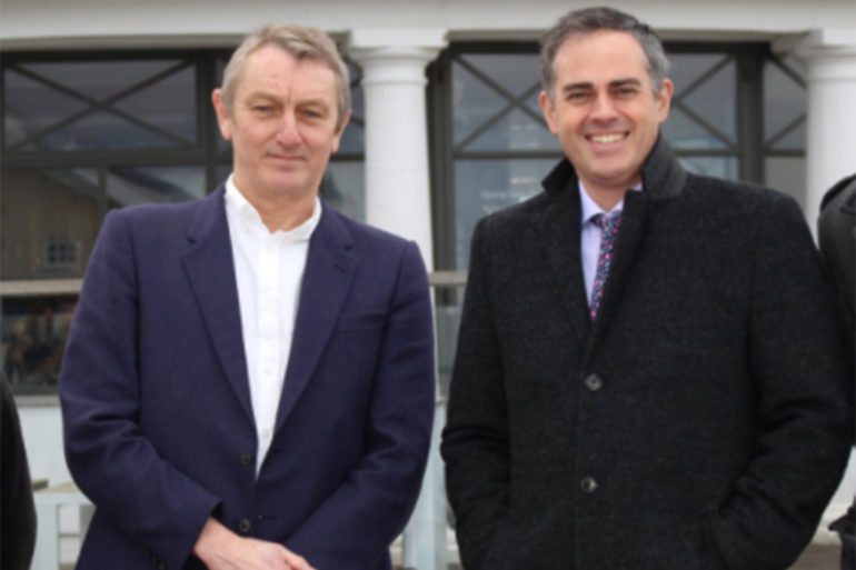 Anthony Slaughter with Green Party co-leader Jonathan Bartley.