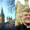 Left, Llandaff Cathedral in Cardiff, Right, Reverand Jeffrey John outside St Albans where he is a dean