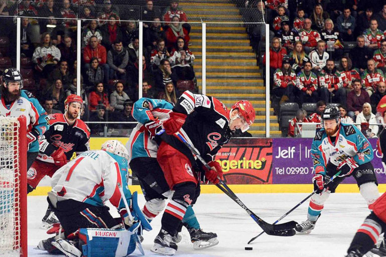 Cardiff Devils against Belfast Giants.