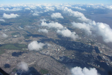 Cardiff City from the sky. Concerns have recently grown over levels of pollution in the city's air.