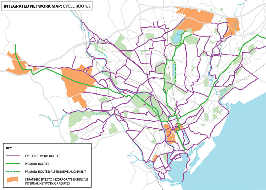 The proposed cycling routes under the council's 10 year cycling strategy.