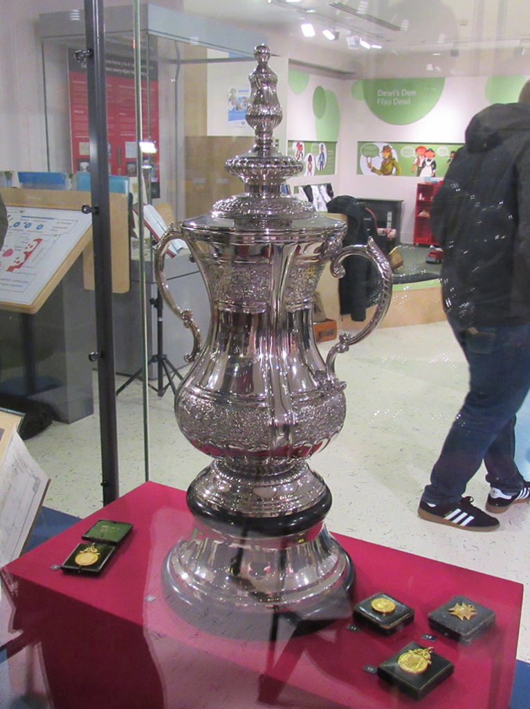 A replica of the FA Cup trophy is displayed as part of the exhibition