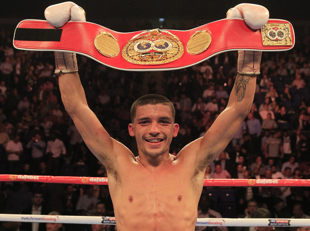 Lee Selby celebrates after becoming IBF Featherweight champion in 2015.