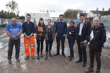 Councillors and Green City Events standing for a photo at the Railway Street site