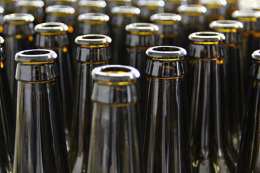 Series of empty beer bottles