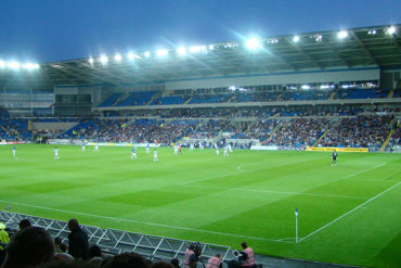Cardiff City Stadium at dusk
