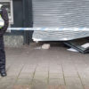 The Co-Op's entrance following the robbery.