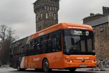 One of Cardiff's new fully electric buses