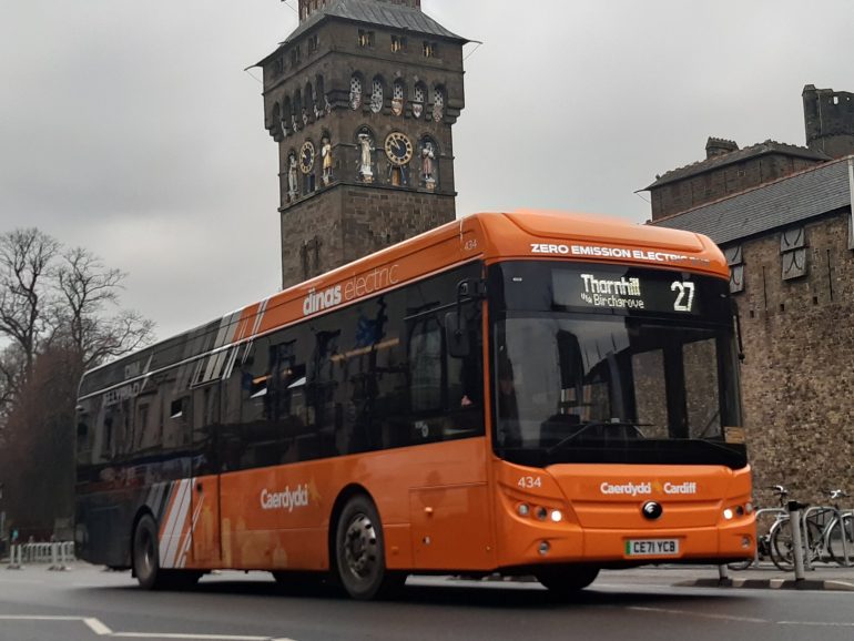 One of Cardiff's new fully electric buses