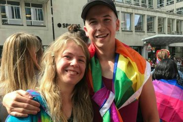 Two people at Pride