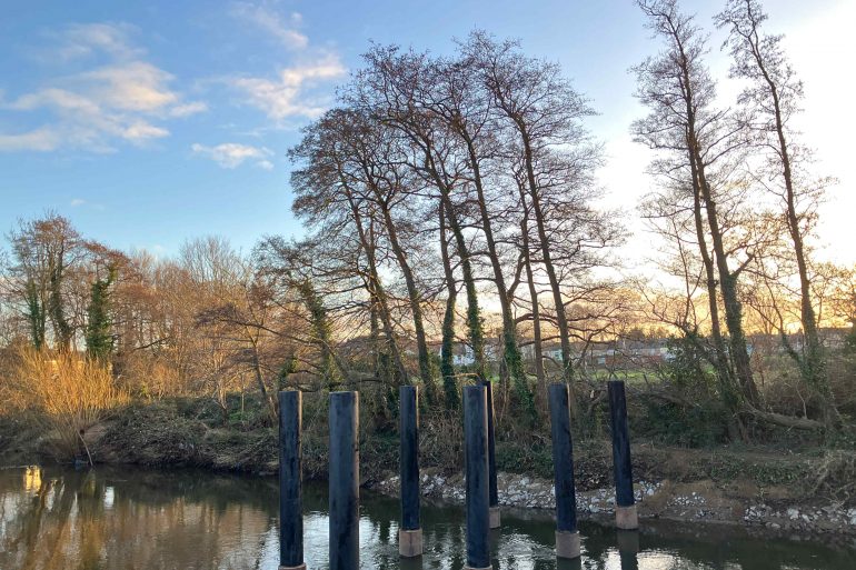 Tree catcher in the River Ely.