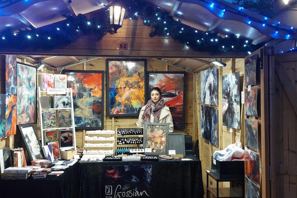 Image: Lu Gossian and her Gossian Blurs stall at the Cardiff Christmas Market