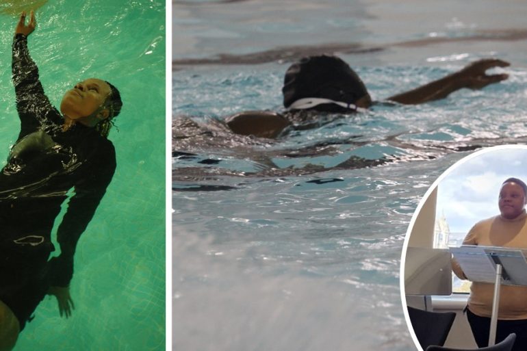 The Black Swimming Association (BSA) looks to provide equal access to aquatics and promote water safety (L and R). (Bottom R) Steph Makuvise, National Program Manager of BSA Wales. Image Credit: Steph Makuvise.
