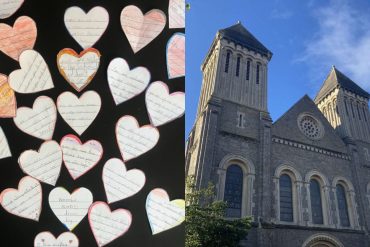 St Mary's Church and notes from children to refugees at St Mary's Church