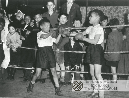 Children boxing in Tiger Bay