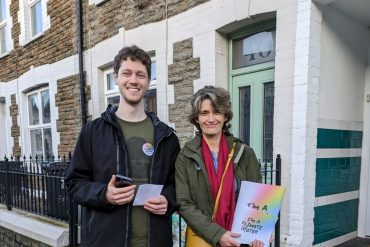 Sullie Burgess (left) and Roshan Devonish (right) canvassing for Project Climate Vote. Image: Sullie Burgess