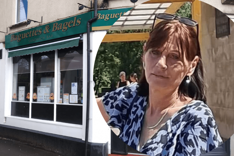Sharon Warren and her shop, Baguettes and Bagels. Image (Left): Lowri Lewis. Image (Right): Dean Warren.